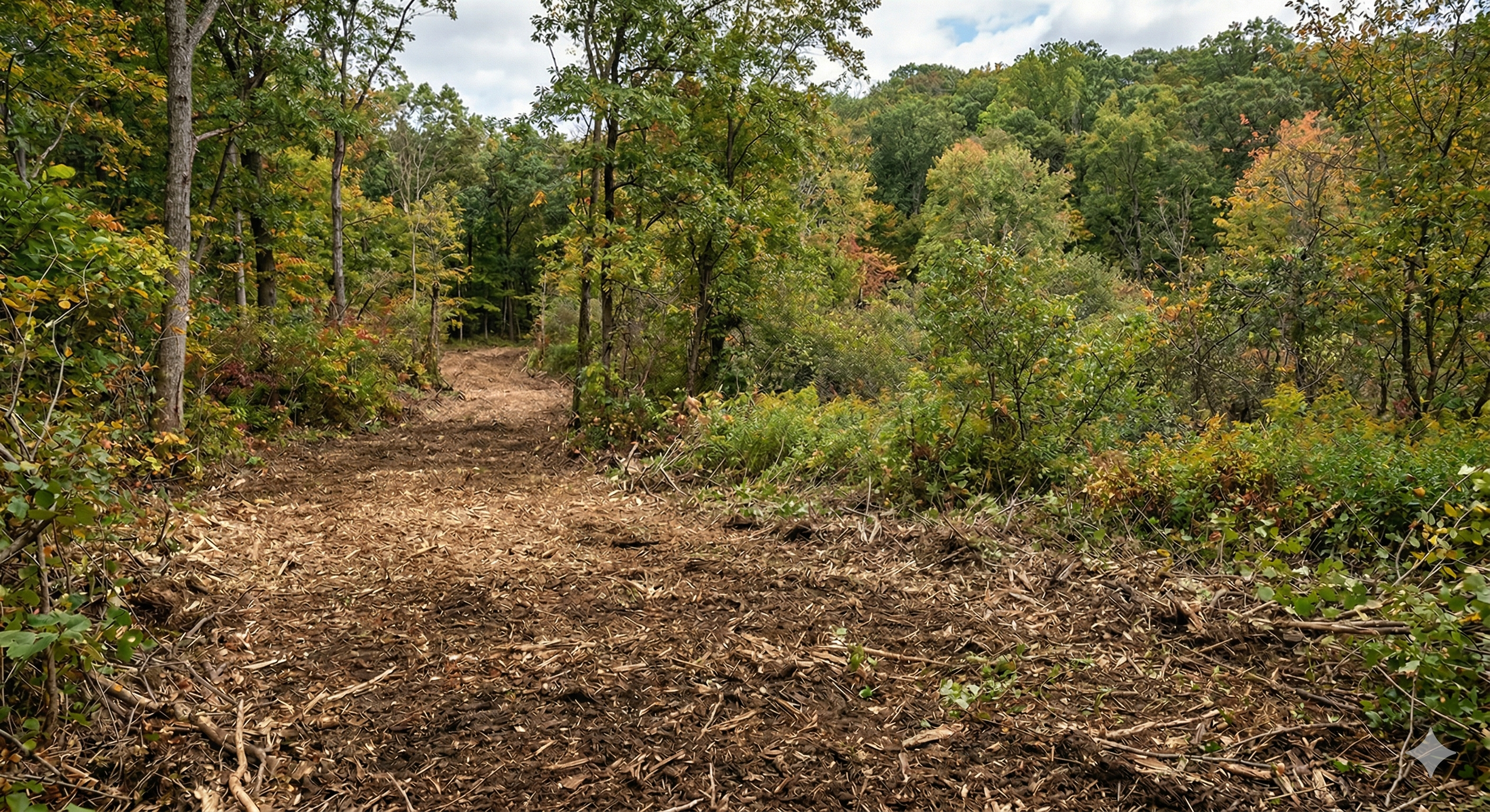 Dense hardwood forest in western Pennsylvania — the kind of land we clear